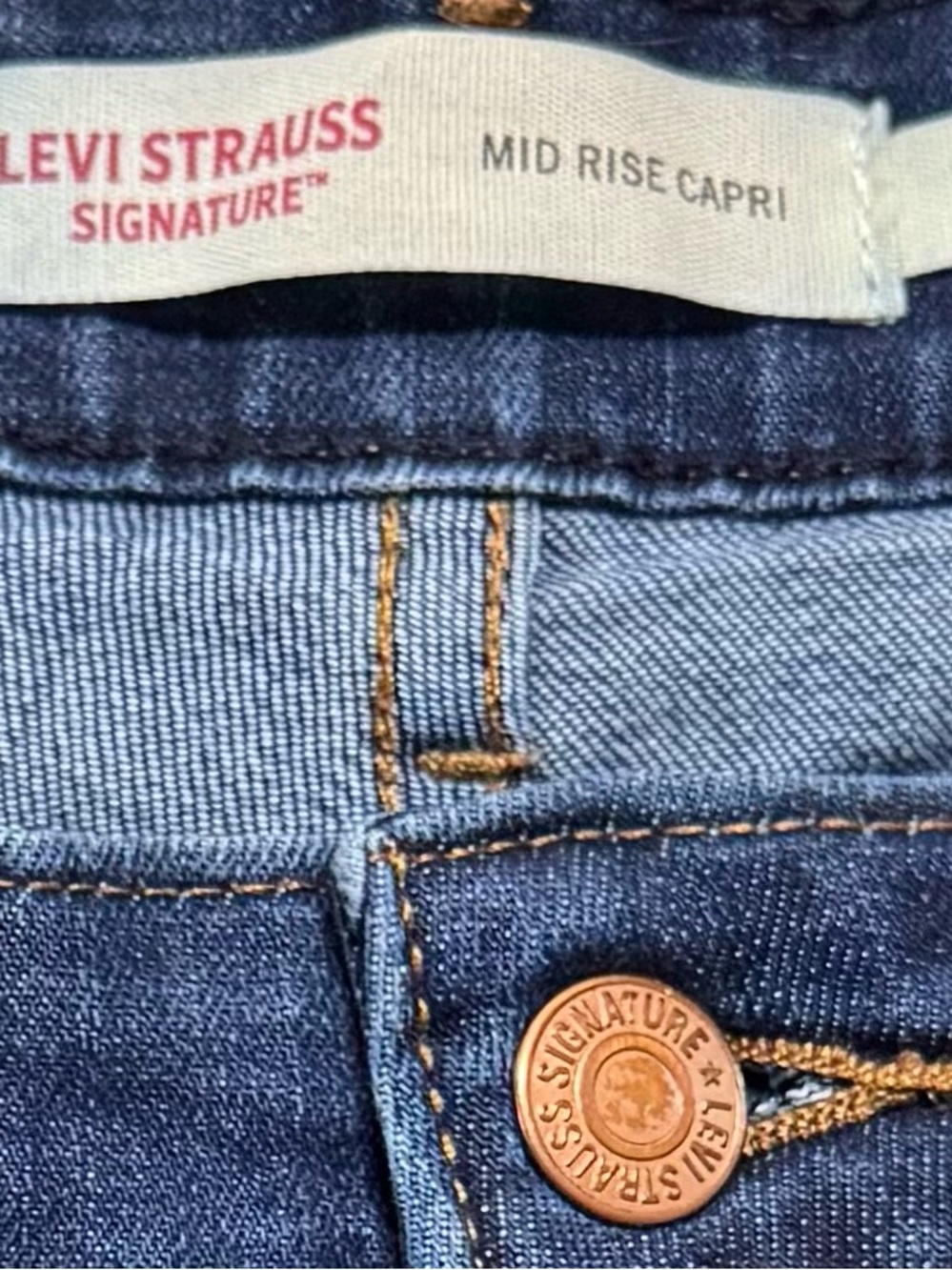 Levi's Mid Rise Capri Jeans - Dark Indigo with Copper Button